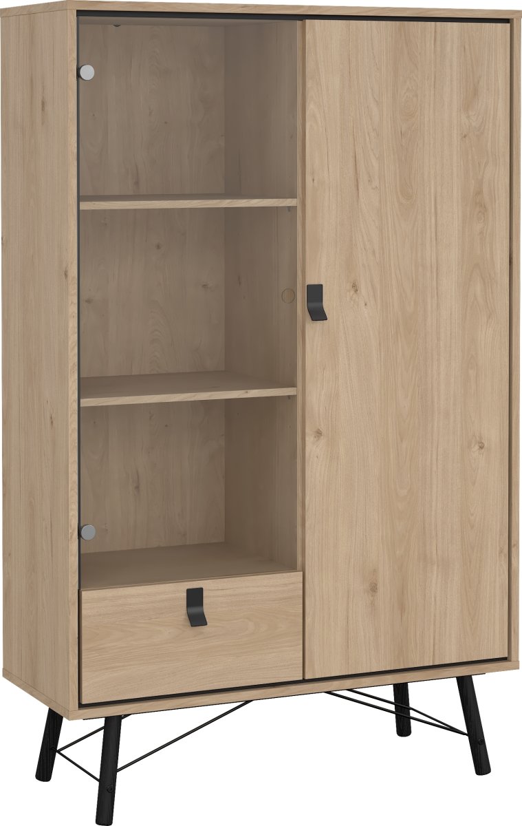 Serveline vitrineskab 2 døre/1 skuffe, eg