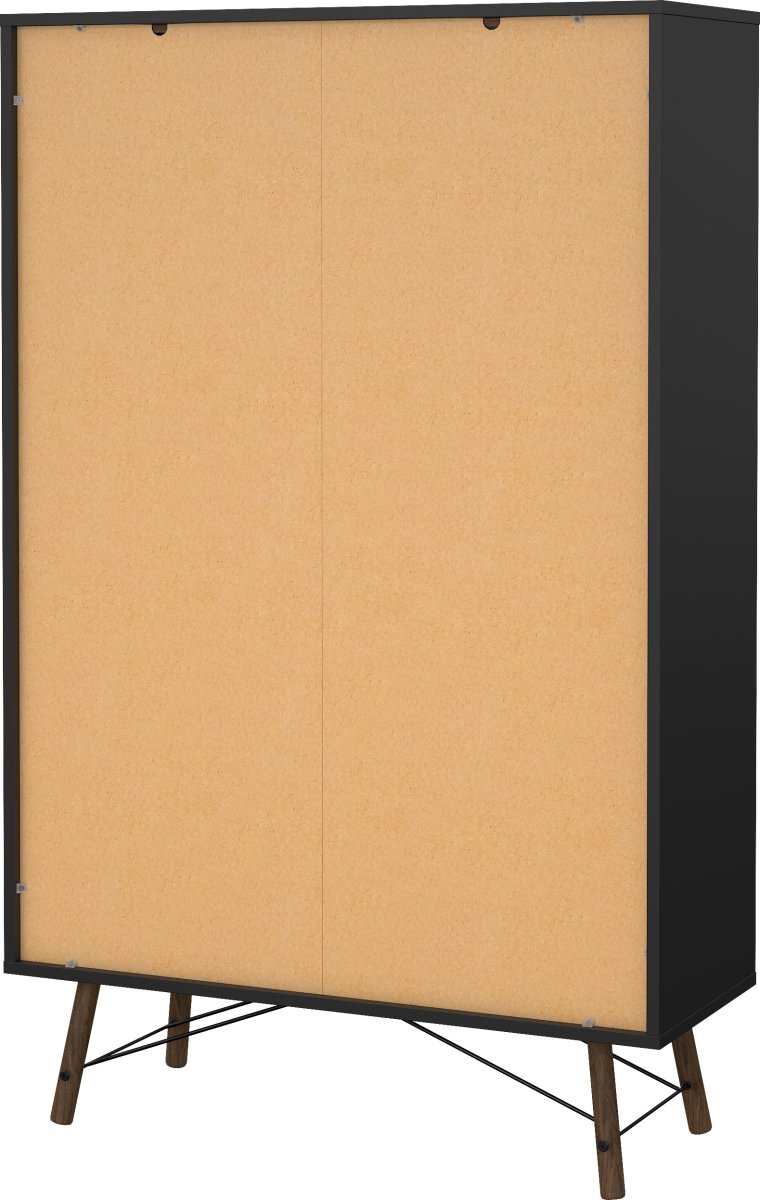 Serveline vitrineskab 2 døre/1 skuffe, sort/valnød