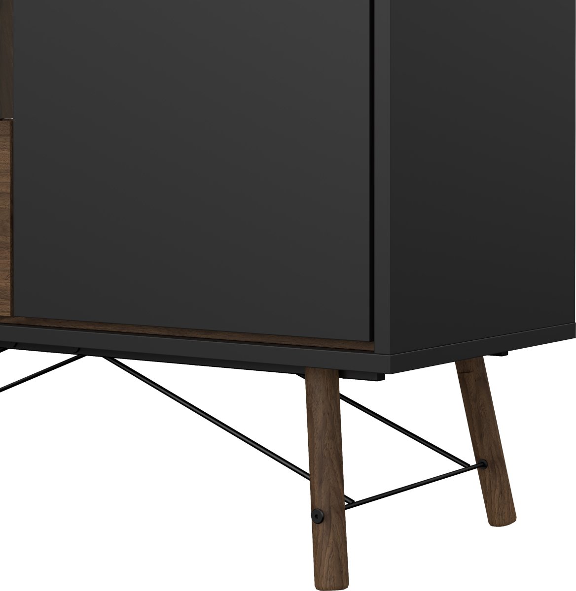 Serveline vitrineskab 2 døre/1 skuffe, sort/valnød