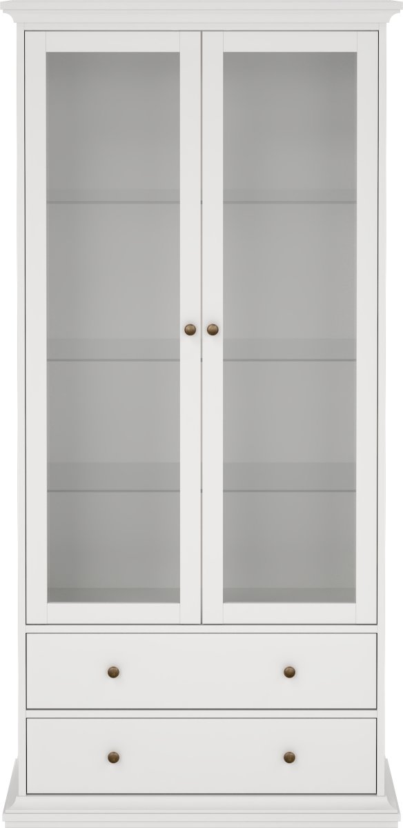 Serveline vitrineskab 2 døre/2 skuffer, hvid