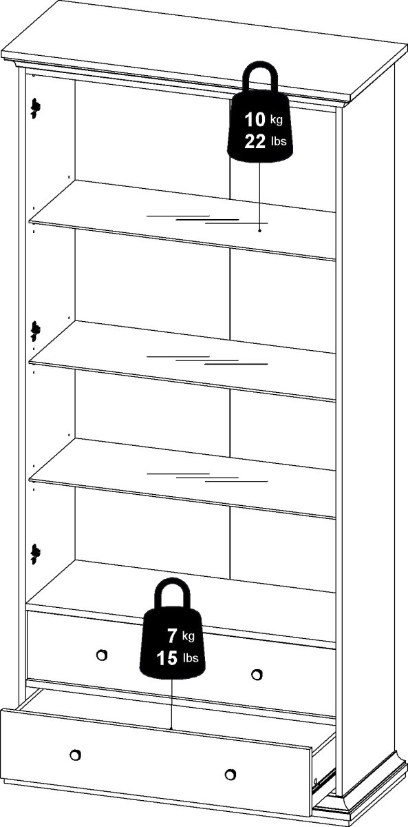 Serveline vitrineskab 2 døre/2 skuffer, hvid