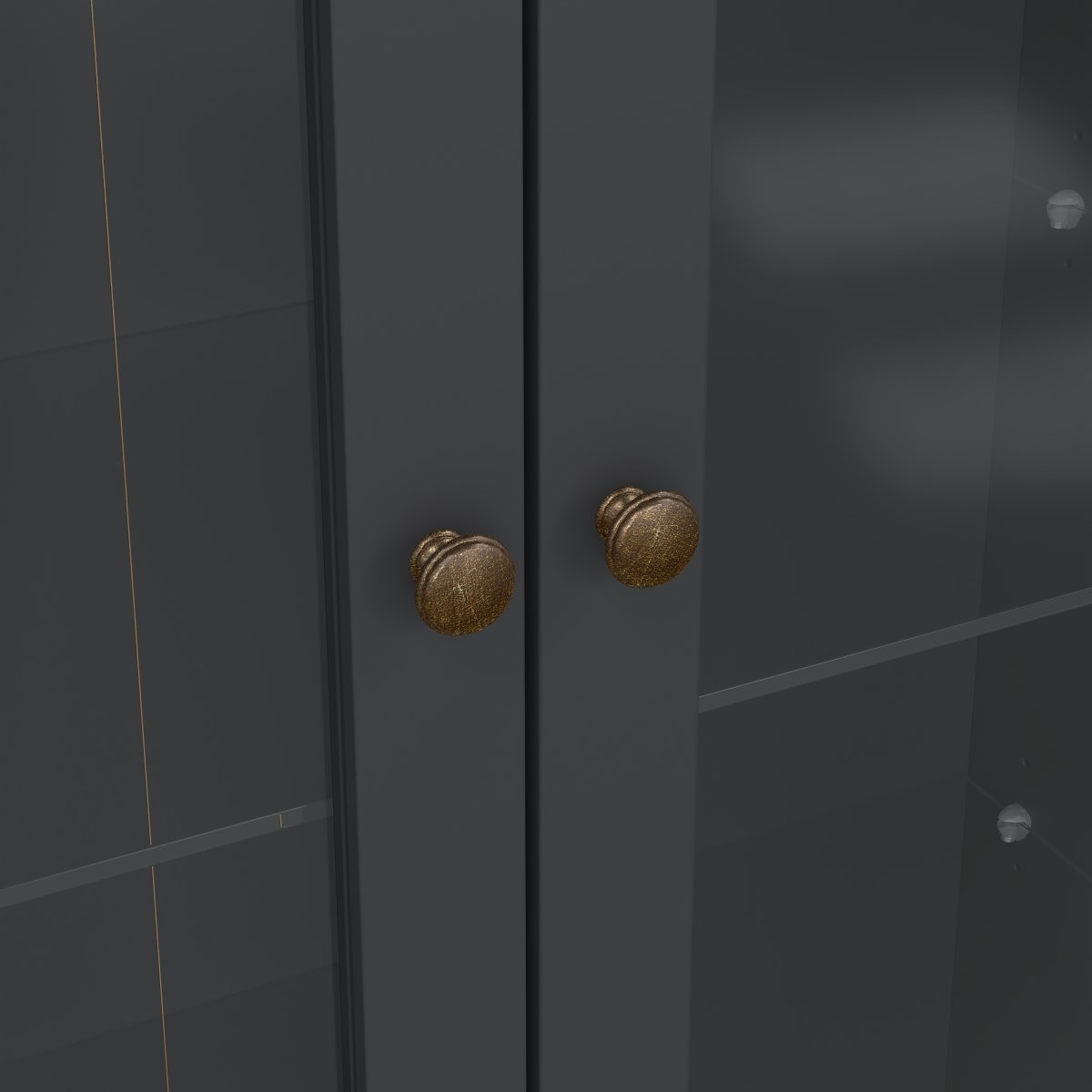 Serveline vitrineskab 2 døre/2 skuffer, mat grå