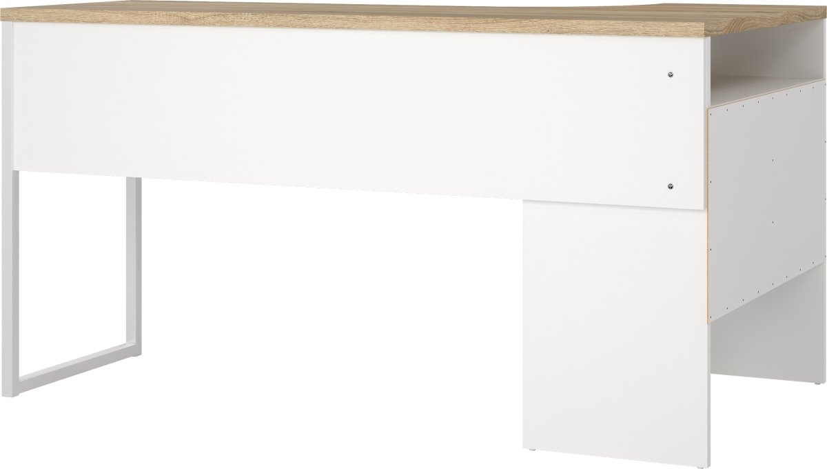 Small Officeline hjørneskrivebord 2 skuf, eg/hvid
