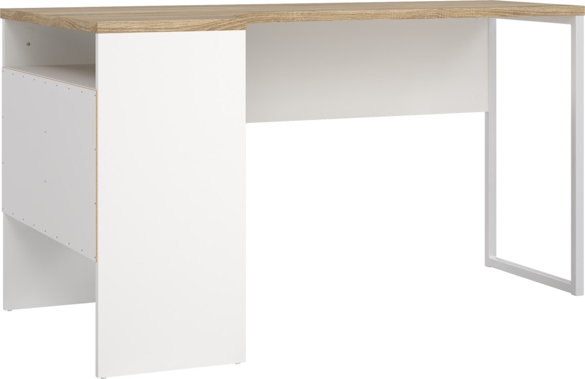 Small Officeline hjørneskrivebord 2 skuf, eg/hvid