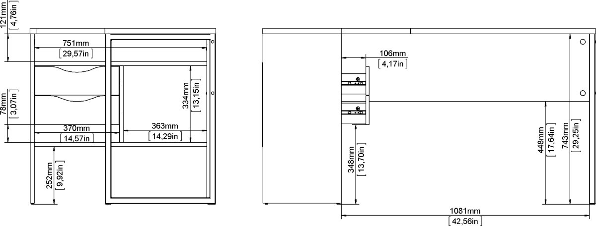 Small Officeline hjørneskrivebord 2 skuf, eg/hvid