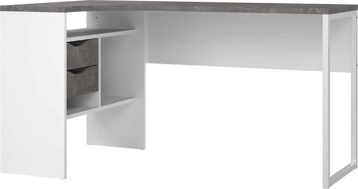 Small Officeline hjørneskrivebord 2 skuf, grå/hvid