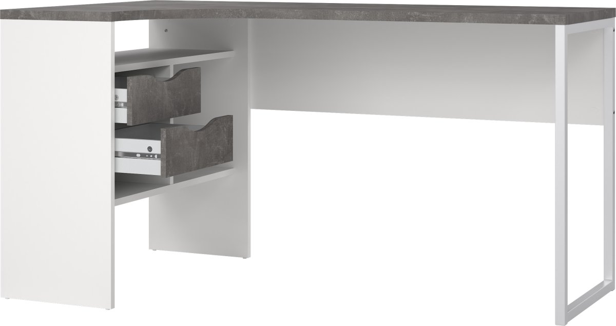 Small Officeline hjørneskrivebord 2 skuf, grå/hvid