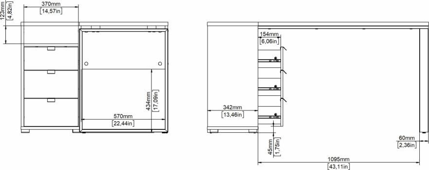 Small Officeline hjørneskrivebord 3 skuf, eg/hvid