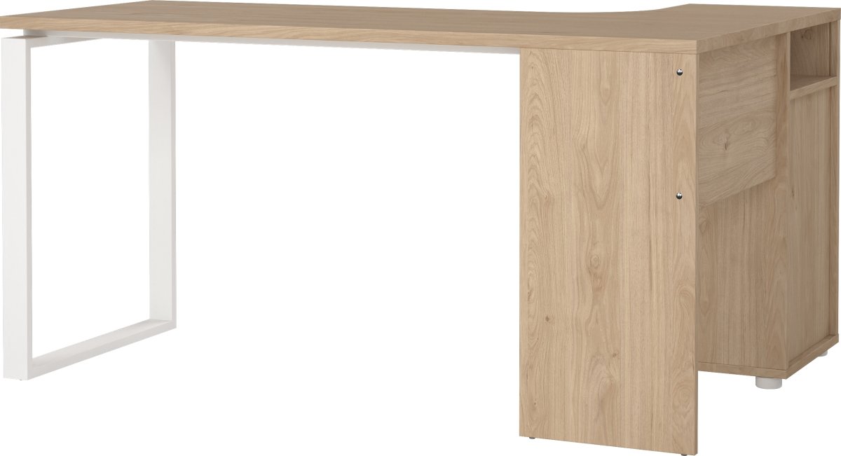 Small Officeline hjørneskrivebord 3 skuf, eg/hvid