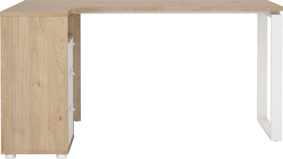 Small Officeline hjørneskrivebord 3 skuf, eg/hvid