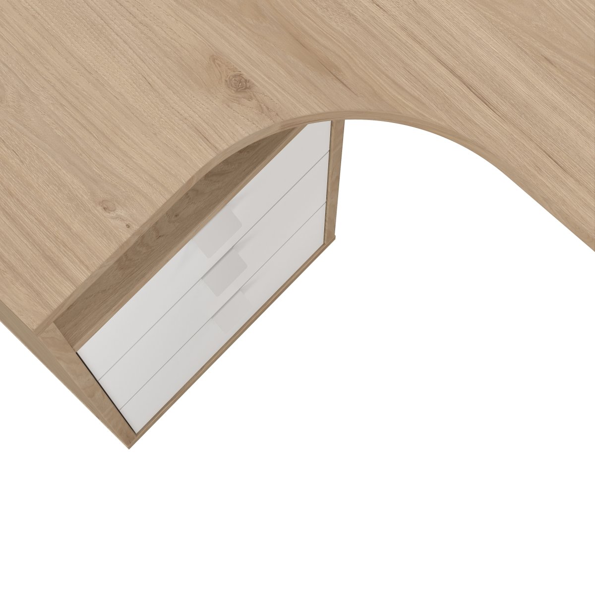 Small Officeline hjørneskrivebord 3 skuf, eg/hvid