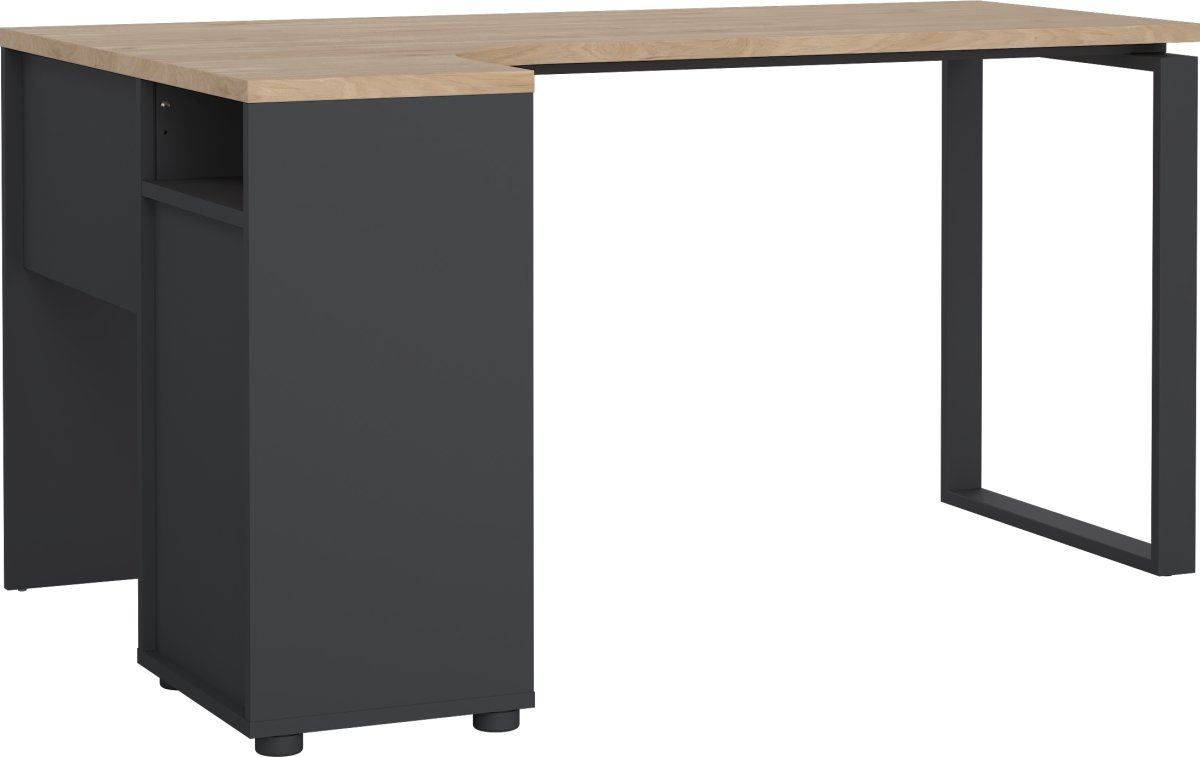 Small Officeline hjørneskrivebord 3 skuf, eg/grå