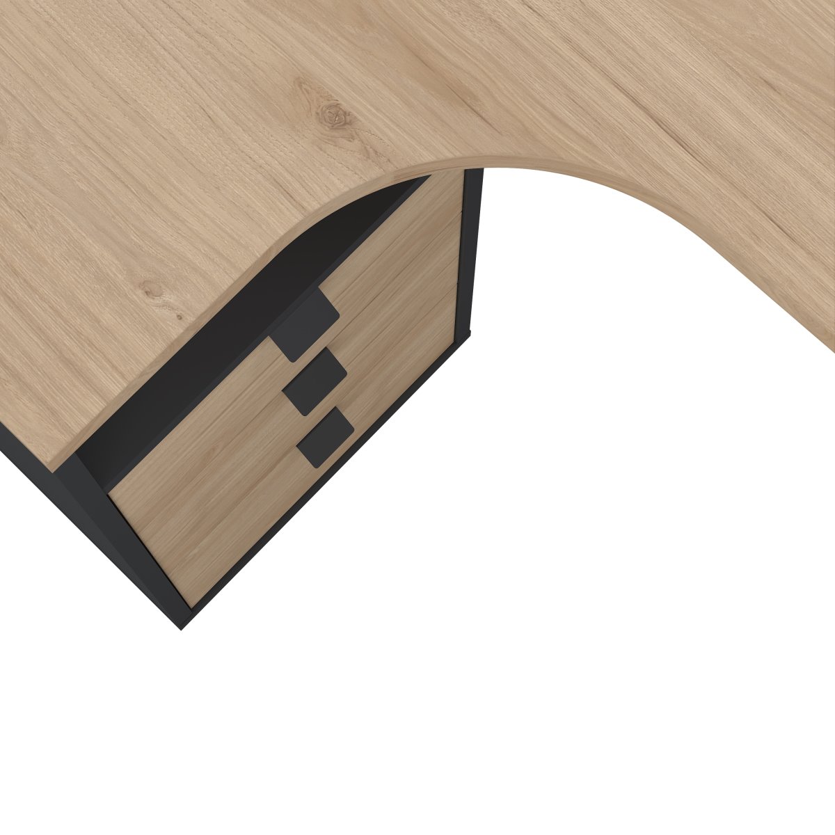 Small Officeline hjørneskrivebord 3 skuf, eg/grå