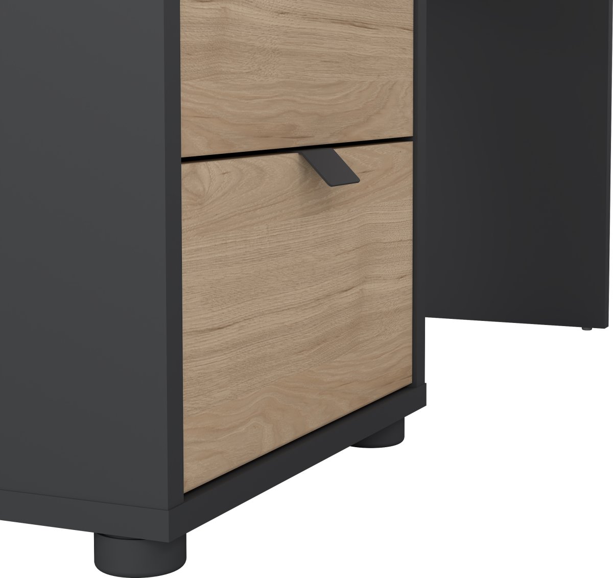 Small Officeline hjørneskrivebord 3 skuf, eg/grå