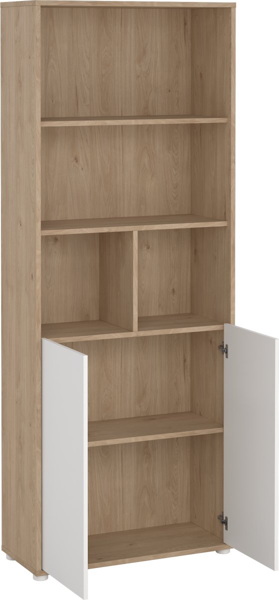 Small Officeline høj bogreol m/2 låger, hvid/eg