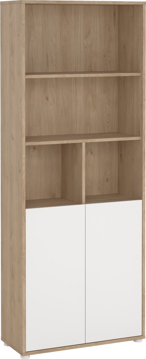 Small Officeline høj bogreol m/2 låger, hvid/eg
