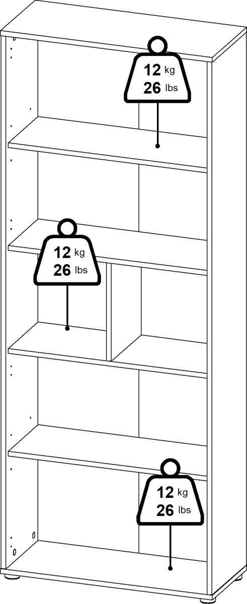 Small Officeline høj bogreol m/2 låger, hvid/eg