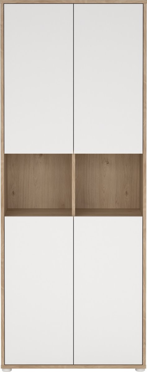 Small Officeline høj bogreol m/4 låger, hvid/eg