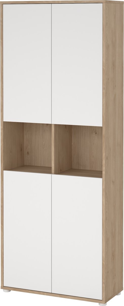 Small Officeline høj bogreol m/4 låger, hvid/eg