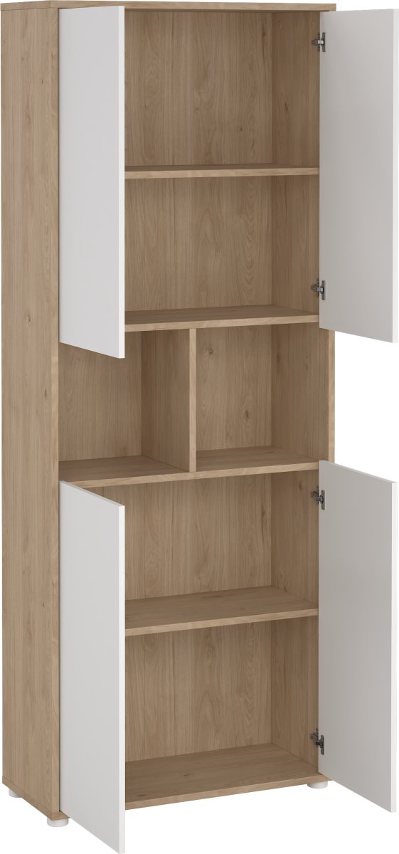 Small Officeline høj bogreol m/4 låger, hvid/eg