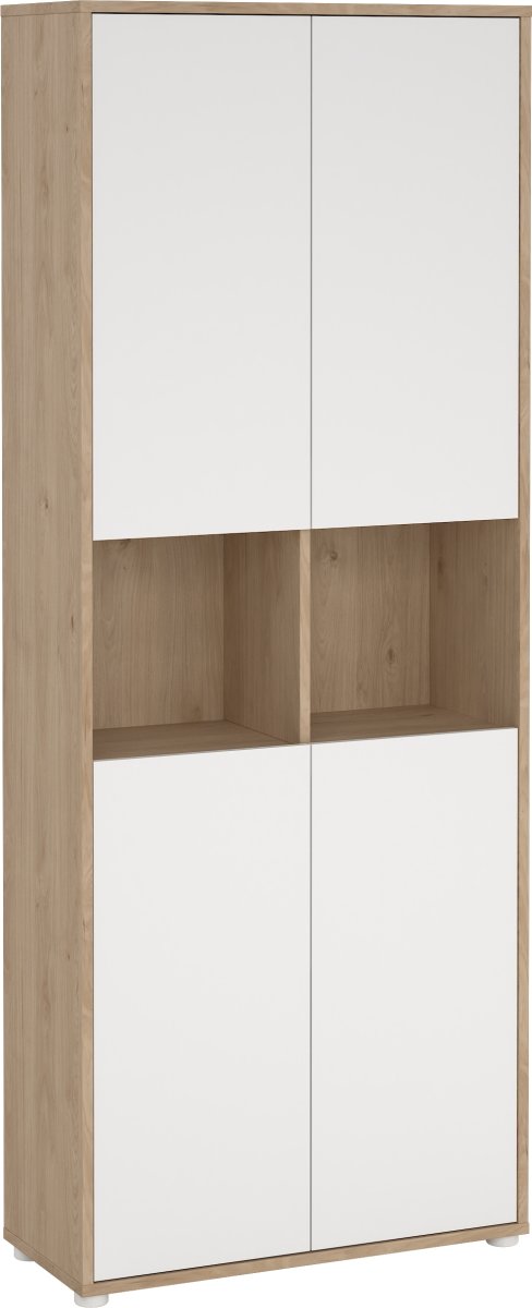 Small Officeline høj bogreol m/4 låger, hvid/eg