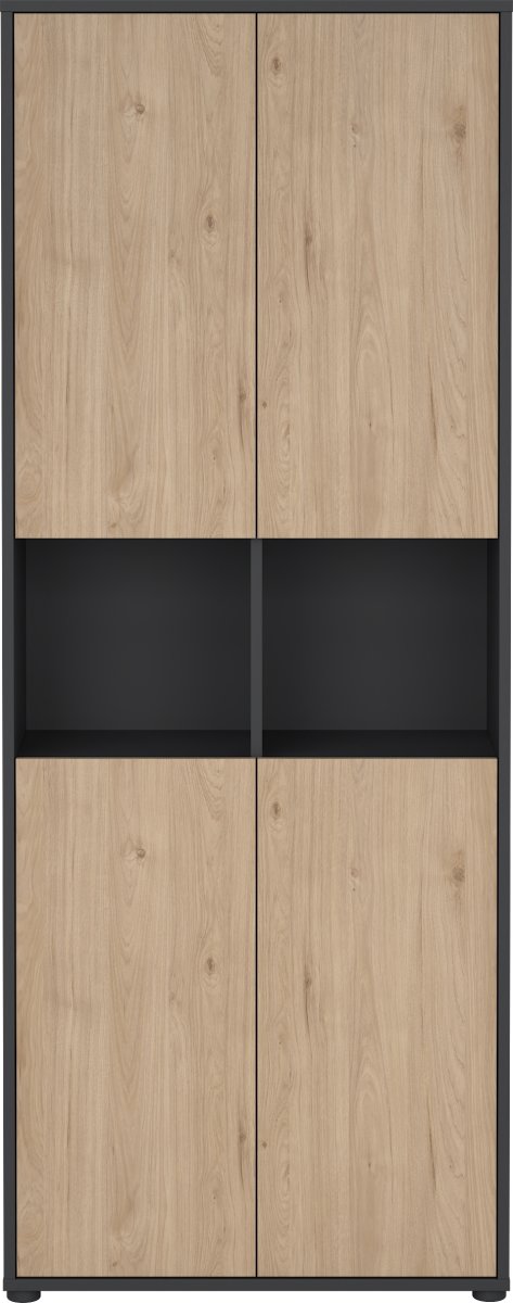 Small Officeline høj bogreol m/4 låger, grå/eg