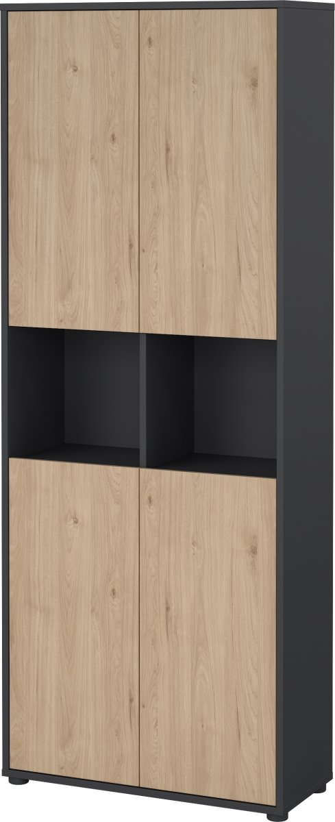 Small Officeline høj bogreol m/4 låger, grå/eg