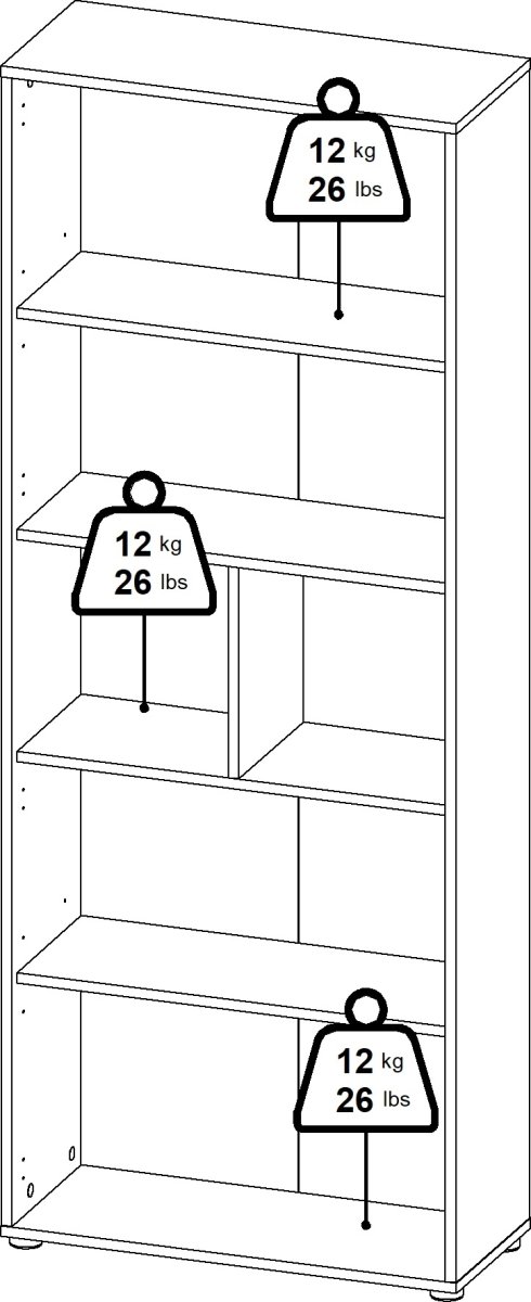 Small Officeline høj bogreol m/4 låger, grå/eg