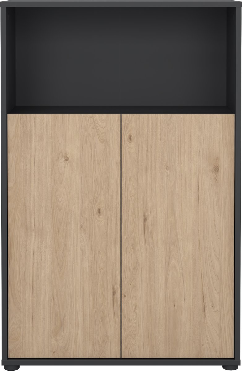 Small Officeline lav bogreol m/2 låger, grå/eg