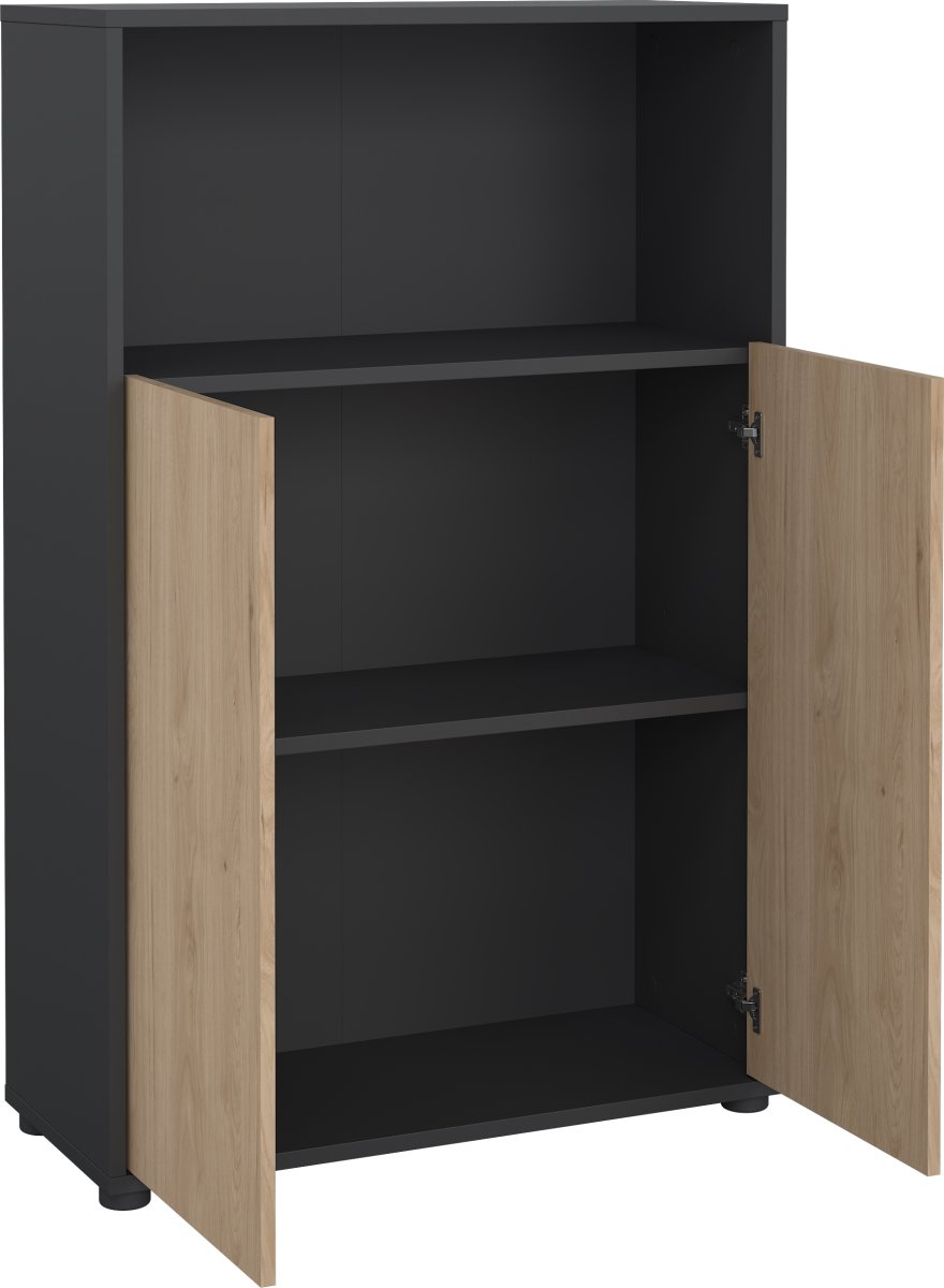 Small Officeline lav bogreol m/2 låger, grå/eg