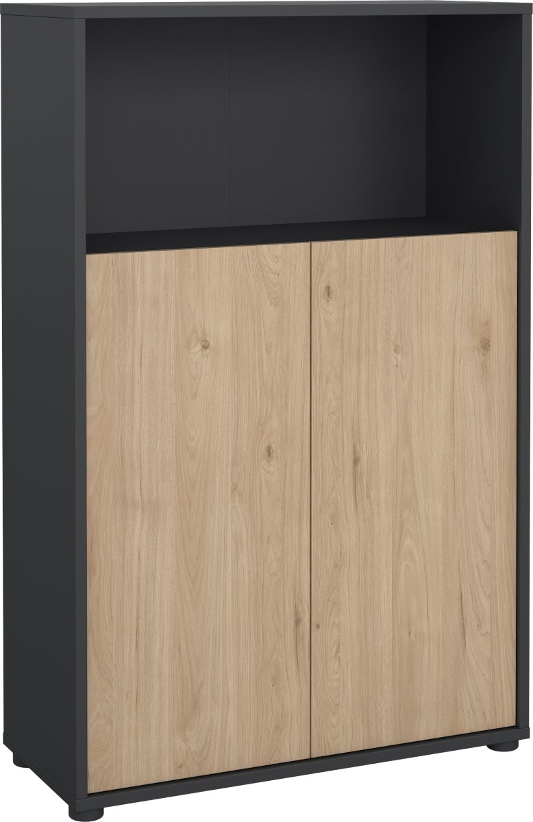 Small Officeline lav bogreol m/2 låger, grå/eg