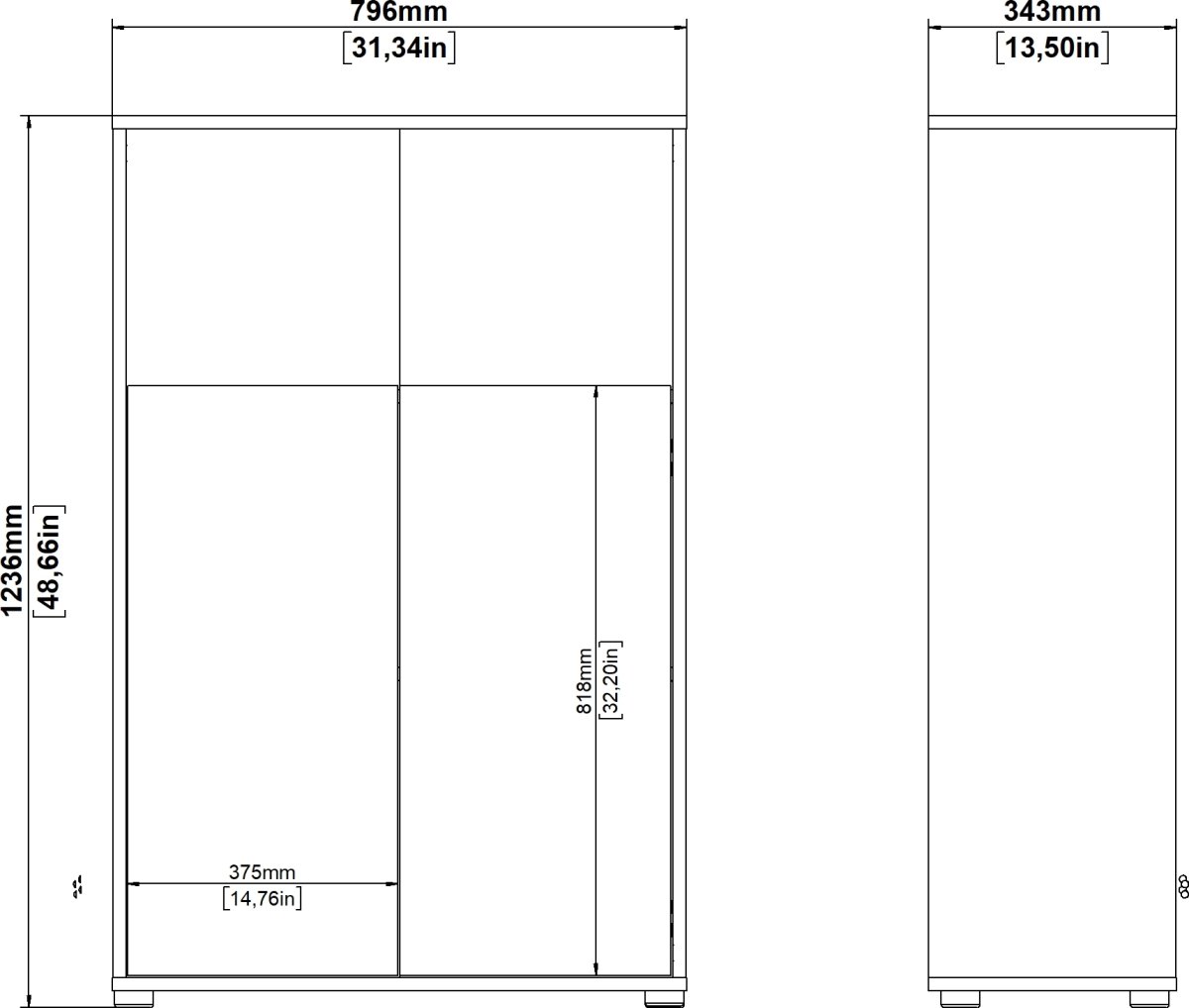 Small Officeline lav bogreol m/2 låger, grå/eg
