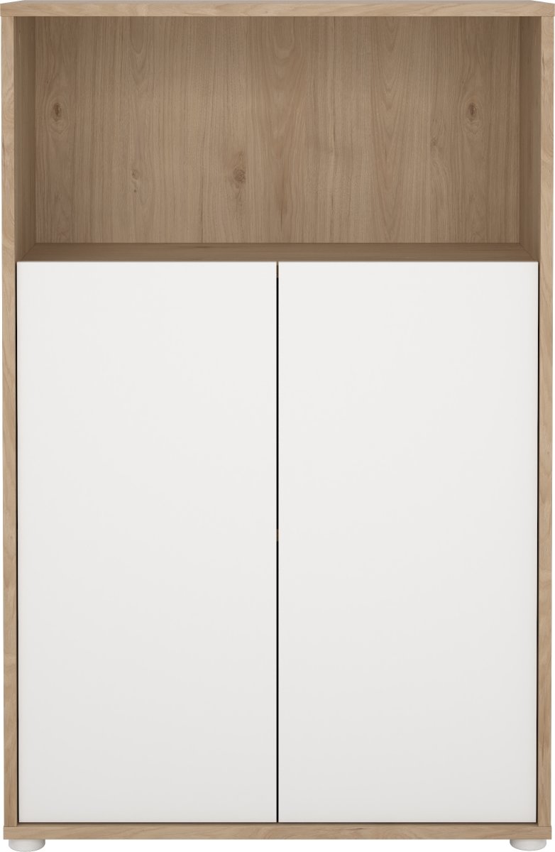 Small Officeline lav bogreol m/2 låger, hvid/eg