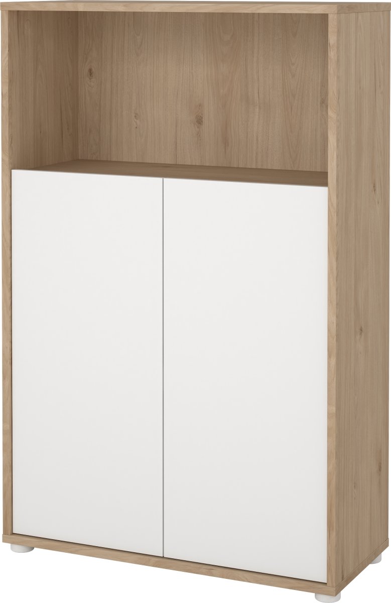 Small Officeline lav bogreol m/2 låger, hvid/eg