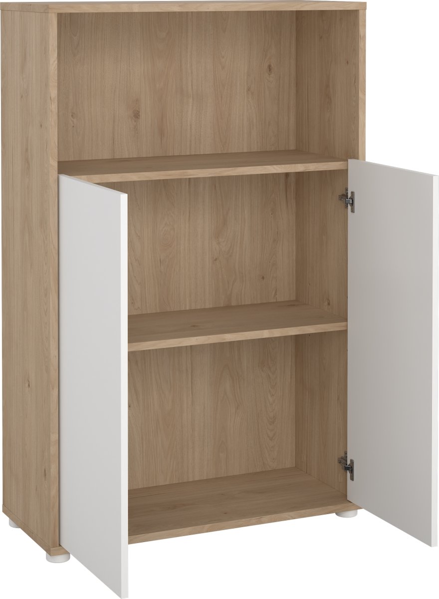 Small Officeline lav bogreol m/2 låger, hvid/eg