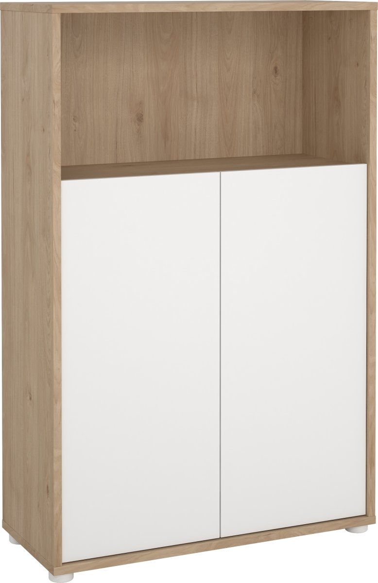 Small Officeline lav bogreol m/2 låger, hvid/eg