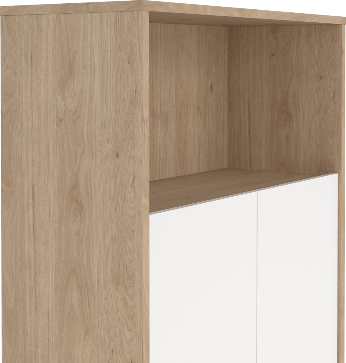 Small Officeline lav bogreol m/2 låger, hvid/eg