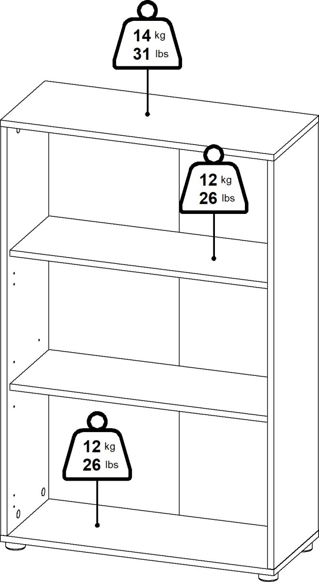 Small Officeline lav bogreol m/2 låger, hvid/eg