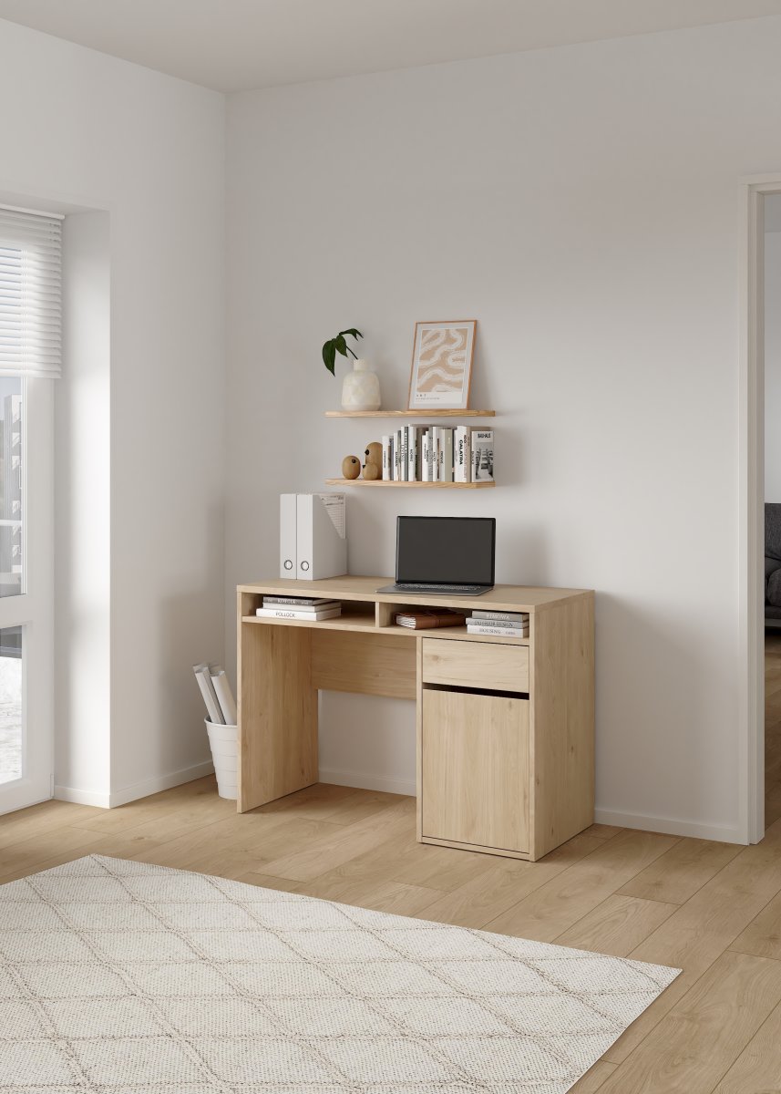 Small Officeline skrivebord 1 skab/1 skuffe, eg