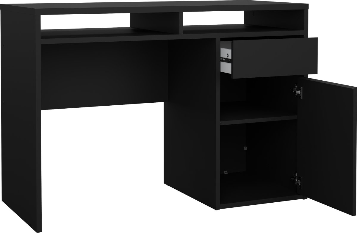 Small Officeline skrivebord 1 skab/1 skf, mat sort