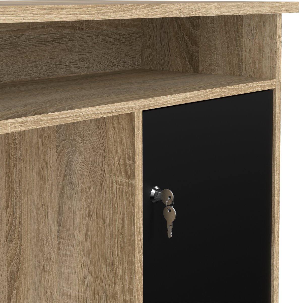 Small Officeline skrivebord 1 skab/3 skuf, eg/sort