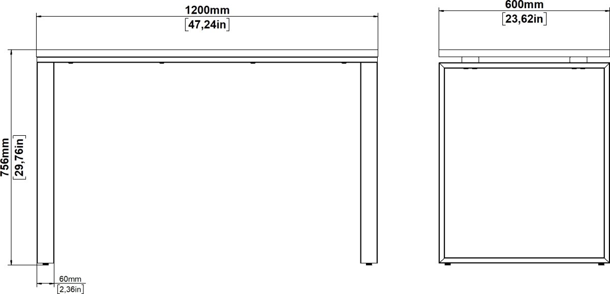 Small Officeline skrivebord 120x60 cm, eg/hvid
