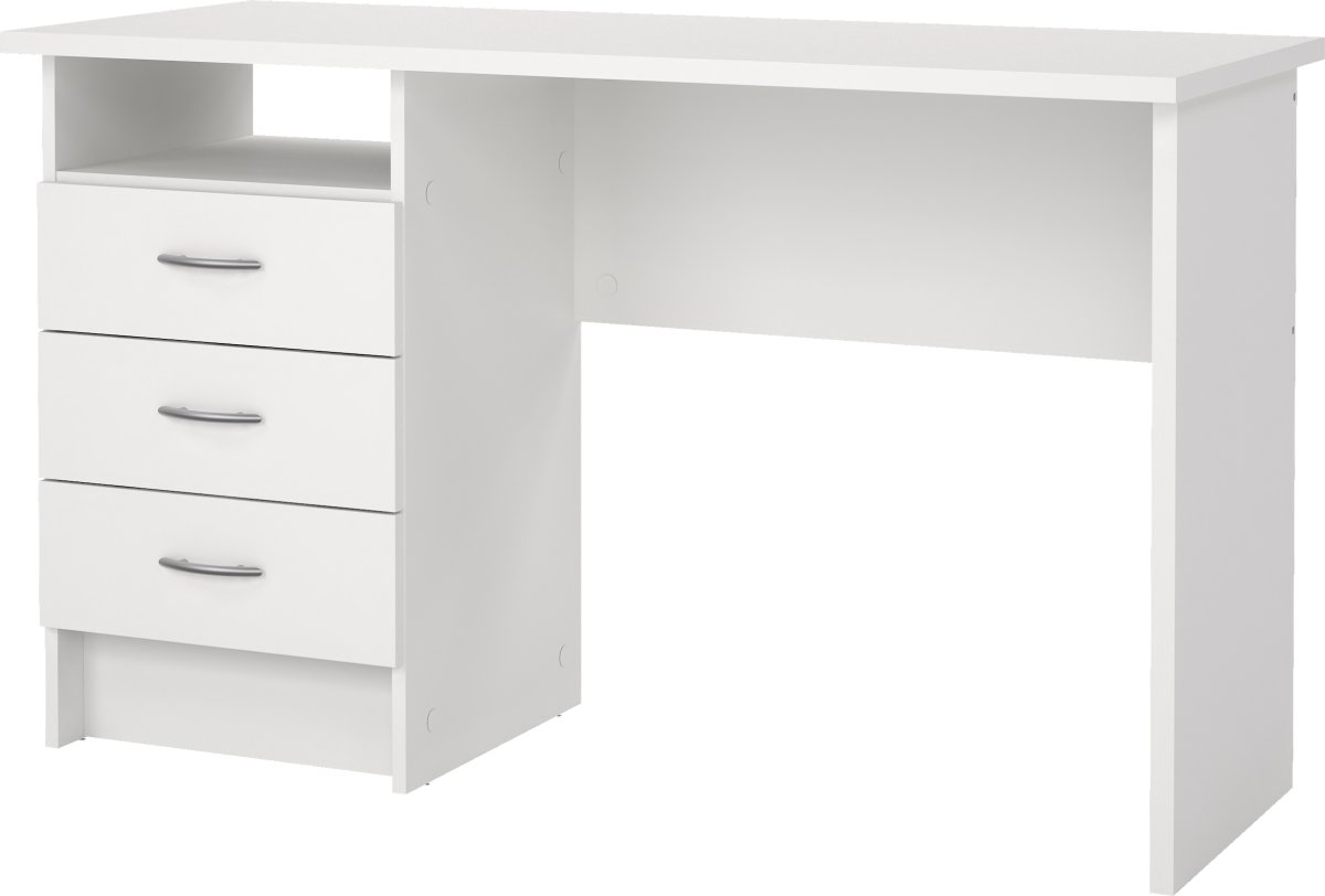 Small Officeline skrivebord 3 skuffer håndt., hvid
