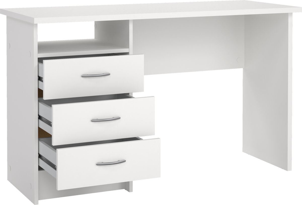 Small Officeline skrivebord 3 skuffer håndt., hvid