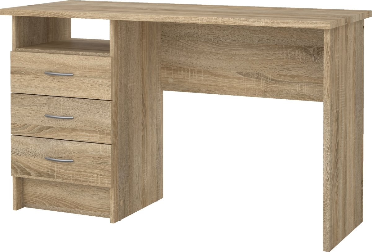 Small Officeline skrivebord 3 skuffer håndt., eg