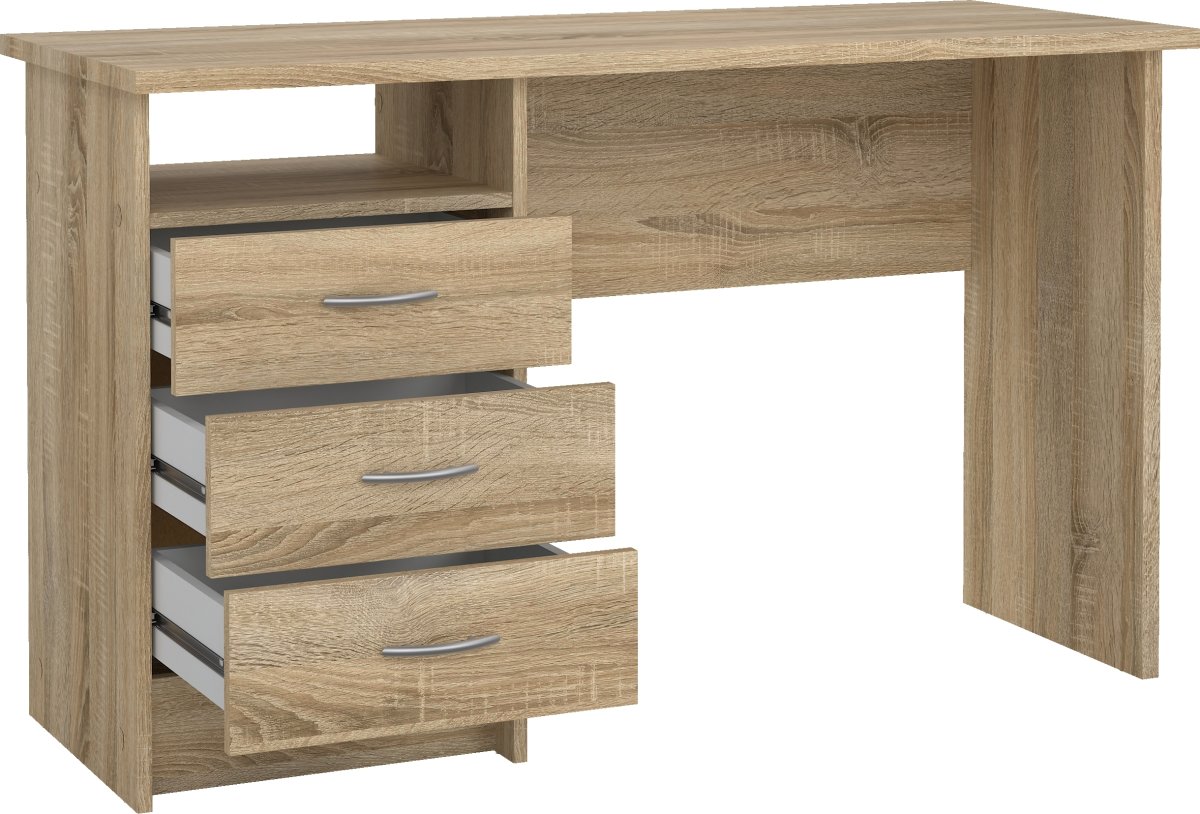 Small Officeline skrivebord 3 skuffer håndt., eg