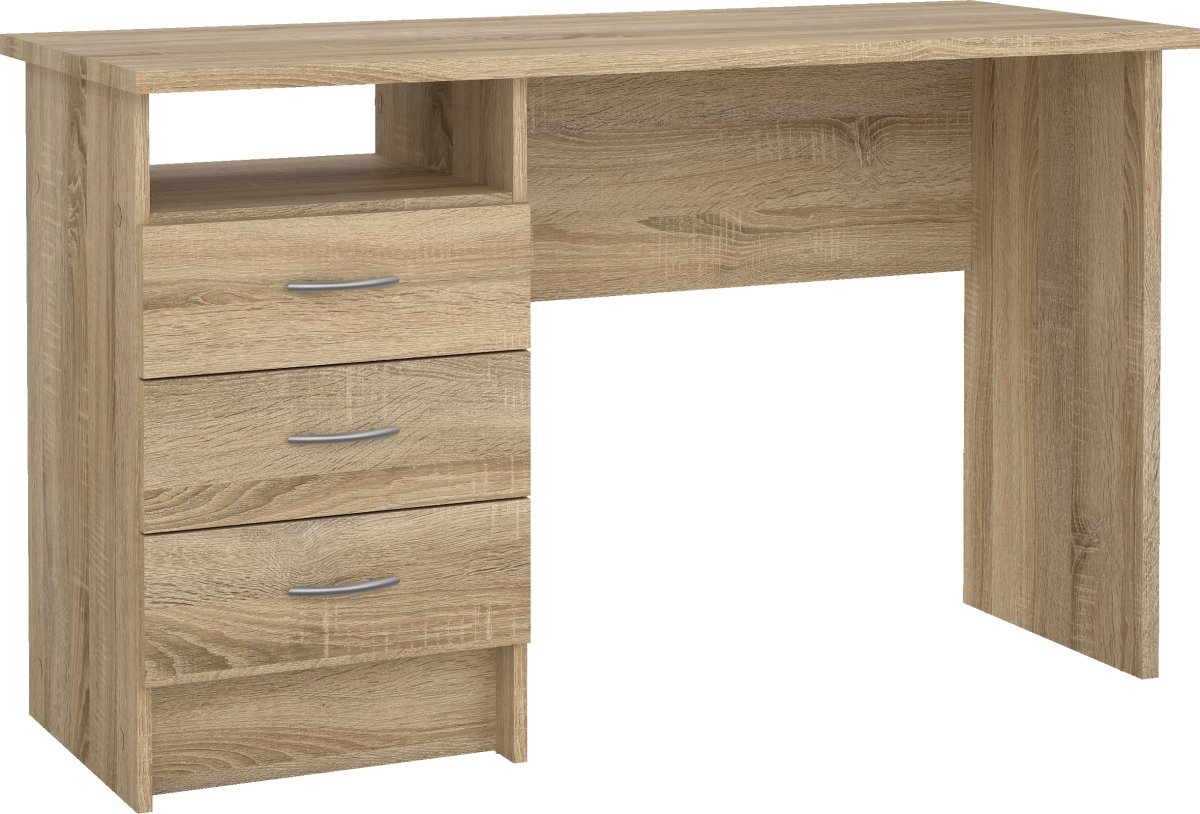 Small Officeline skrivebord 3 skuffer håndt., eg