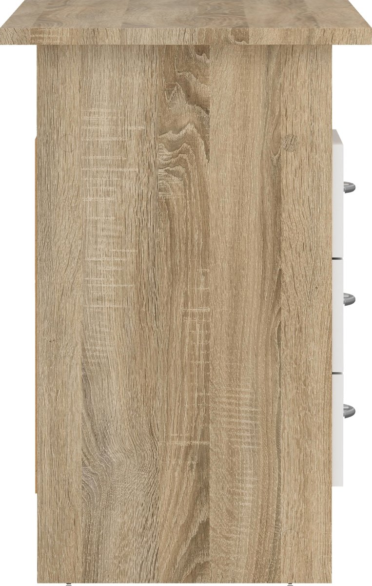 Small Officeline skrivebord 3 skuffer hnd, eg/hvid