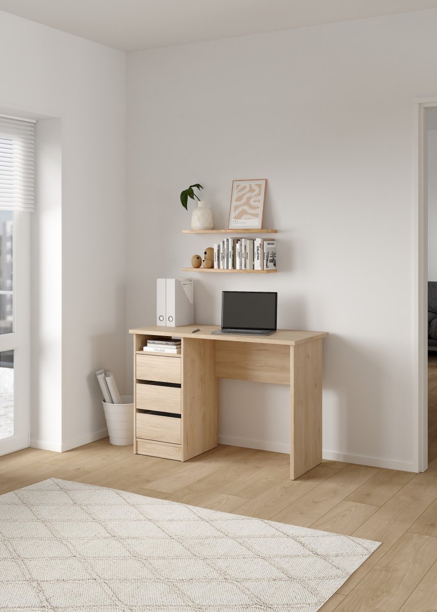 Small Officeline skrivebord 3 skuffer, eg