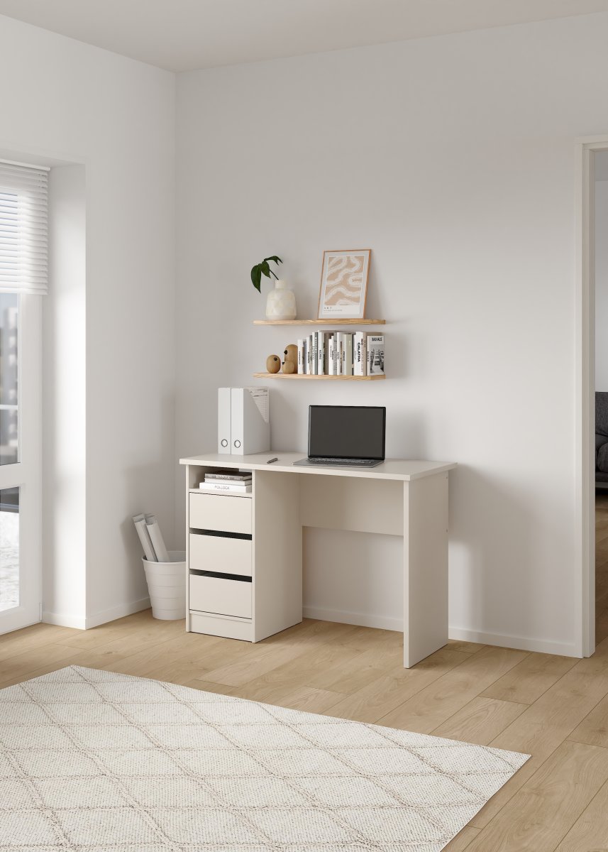 Small Officeline skrivebord 3 skuffer, gråbeige